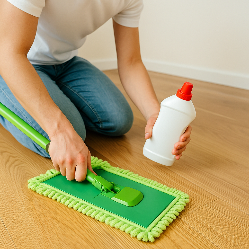 How to polish engineered hardwood floors using a microfiber mop and safe floor polish
