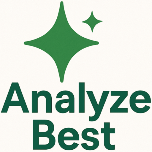 Green sparkle logo with Analyze Best text