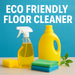 Eco friendly floor cleaner with bright supplies and modern design