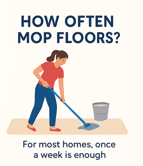 Chart showing recommended mopping frequency for different types of floors.