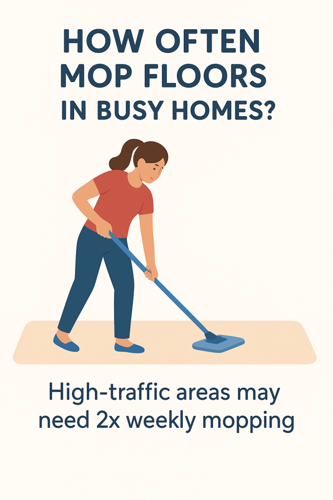 Graphic showing that high-traffic areas may need mopping twice weekly.