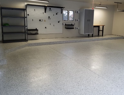 Smooth, sealed concrete basement floor with a clean, finished look