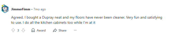 Another comment from another Reffit user on whether a pro-grade steam cleaner is worth buying