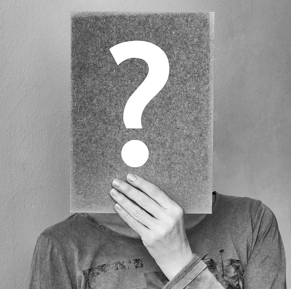 Someone holding a question mark sign representing—Why does moss love growing between pavers