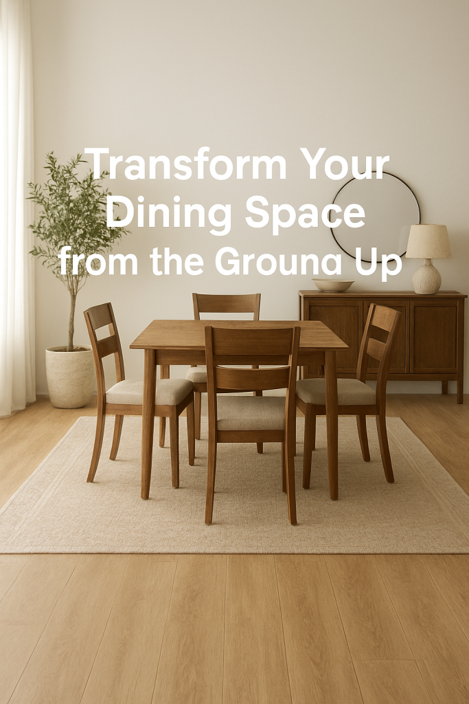 Airy dining room with modern wood-look vinyl flooring and a clean, minimalist design.